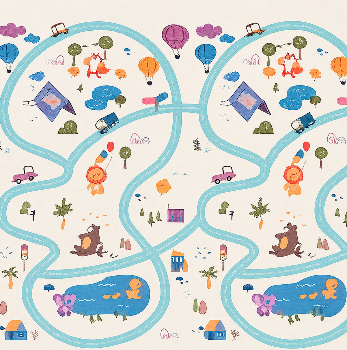 Kiddiko Animal Kids/Cross Country play mat — close-up of the Cross Country print