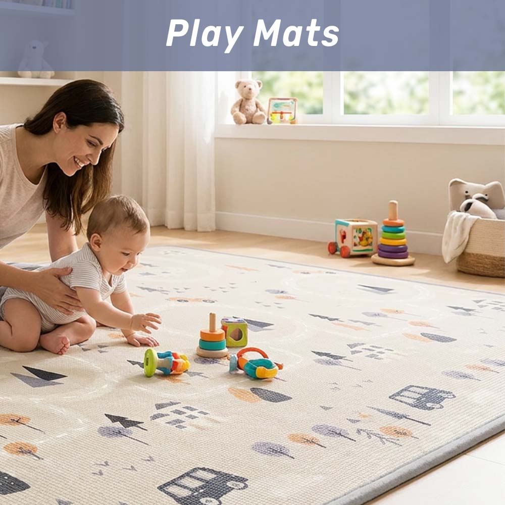 Mom and baby playing together on a Kiddiko play mat in South Africa