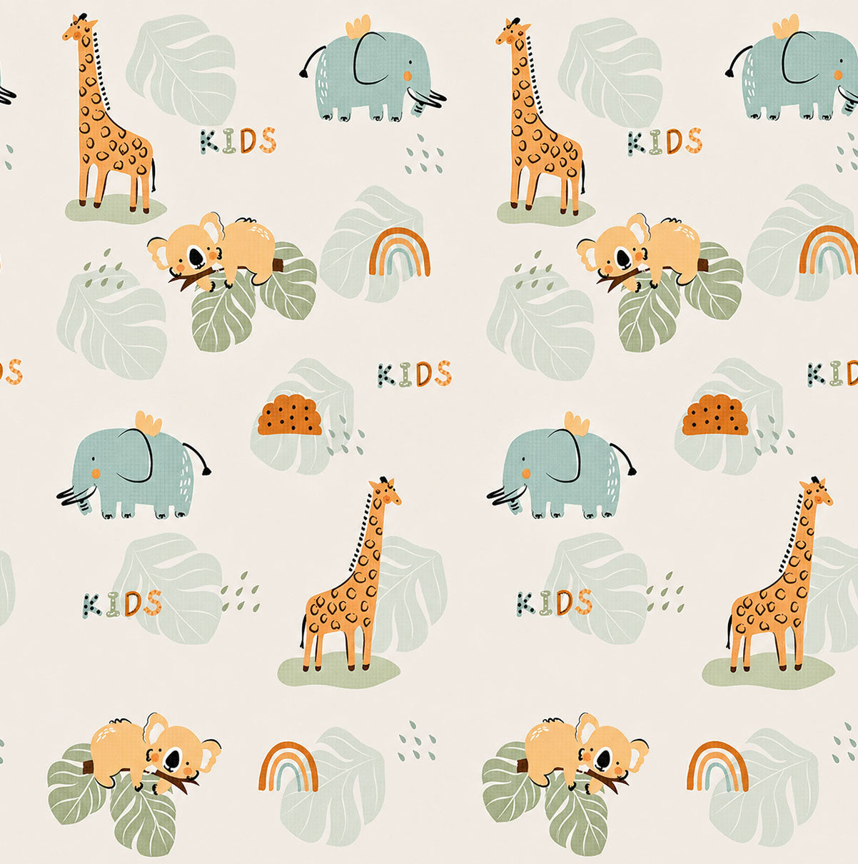 Kiddiko Animal Kids/Cross Country play mat — close-up of the Animal Kids print