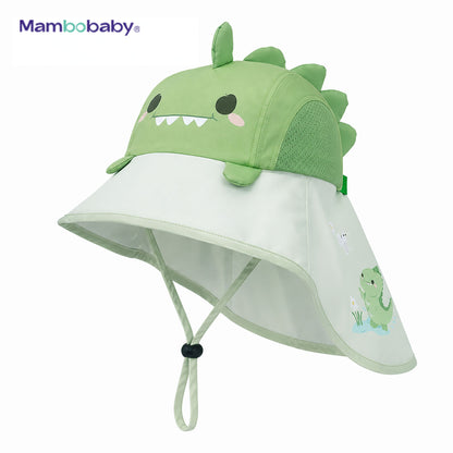 Mambobaby Dino kids sun hat in green with UPF50+ protection