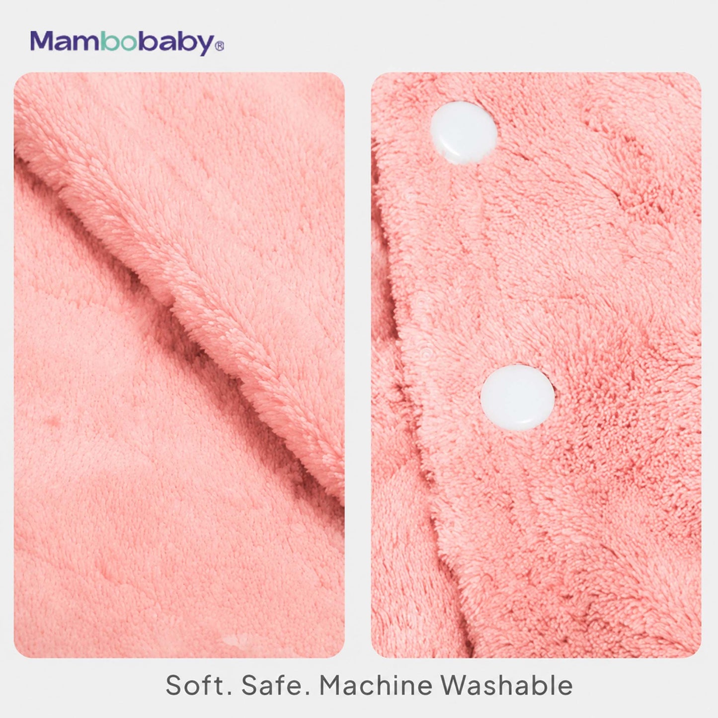 Mambobaby hooded towel — soft, safe, and machine washable