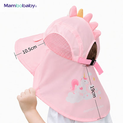 Mambobaby Unicorn sun hat dimensions — 10.5cm brim, 19cm neck flap