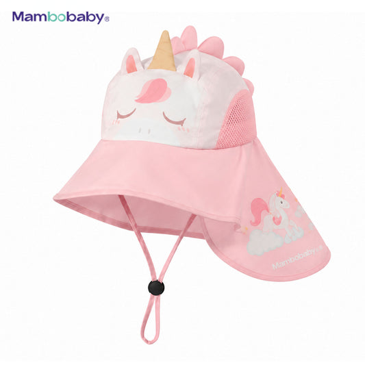 Mambobaby Unicorn kids sun hat in pink with UPF50+ protection