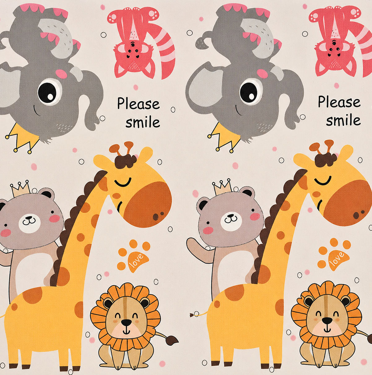 Kiddiko Safari Express/Pinga Road play mat — close-up of the Safari Express print