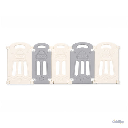 Kiddiko play pen neutral grey and cream panel arrangement
