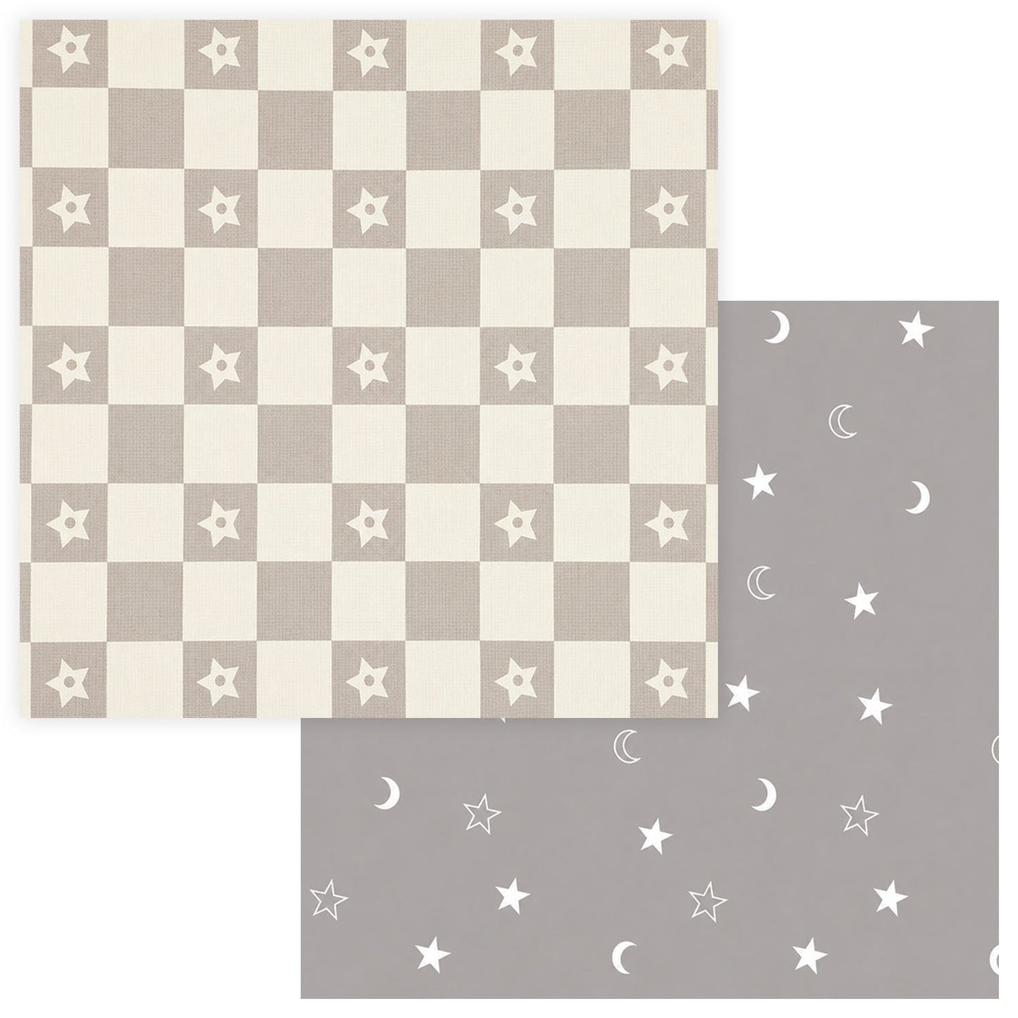Kiddiko Star Check/Star Gaze reversible play mat — flat lay, both sides shown