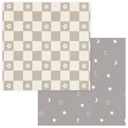Kiddiko Star Check/Star Gaze reversible play mat — flat lay, both sides shown